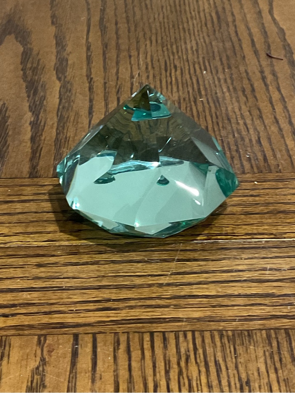 Pretty Faceted Teal Crystal Paperweight